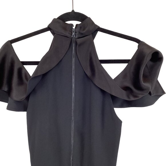 Alice + Olivia Black Cold Shoulder Ruffle Romper Size Small Luxurious‎ - Picture 7 of 7